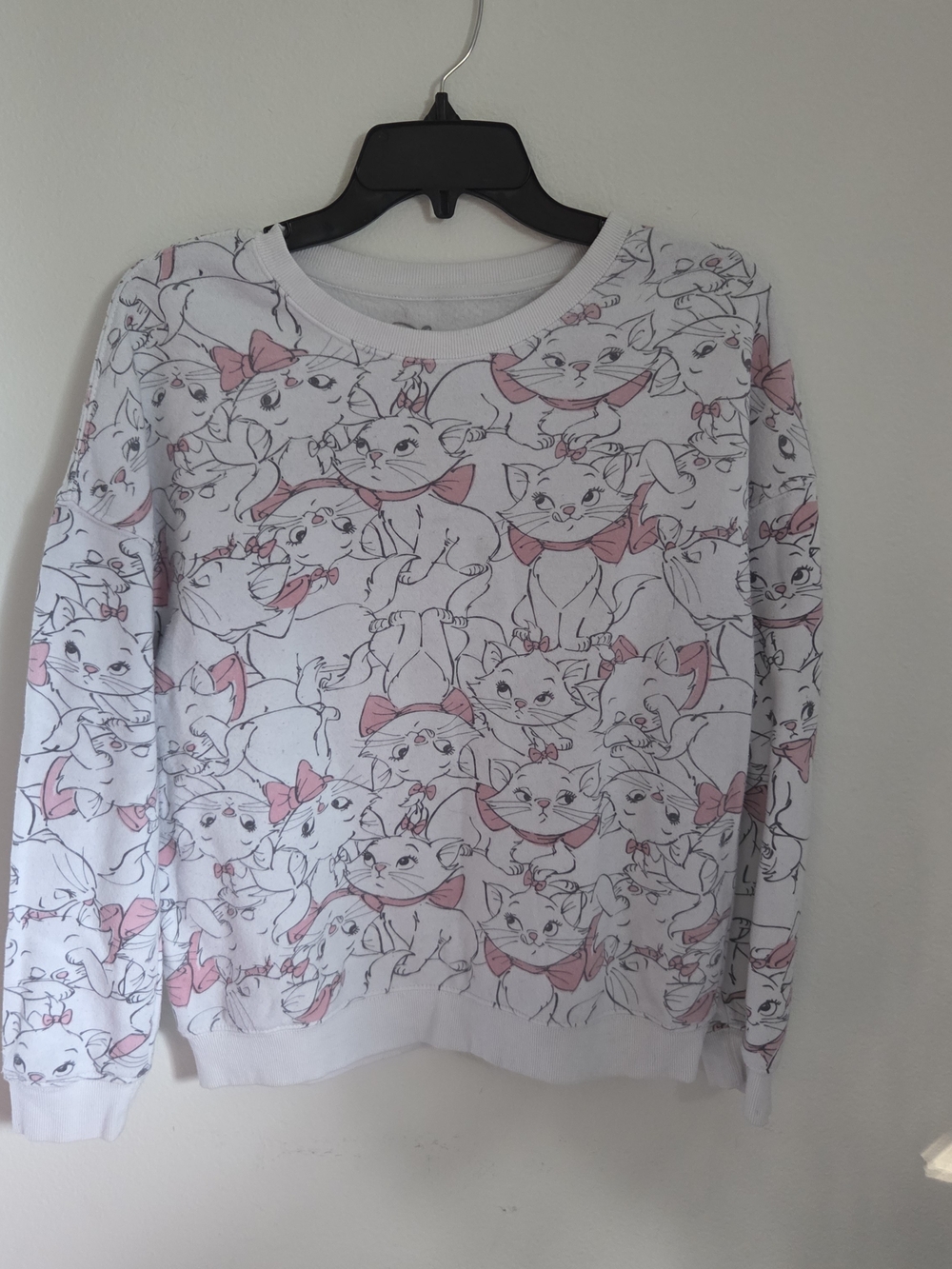 Disney The Aristocats Marie All Over Print Sweatshirt Size Small White Pink Bow